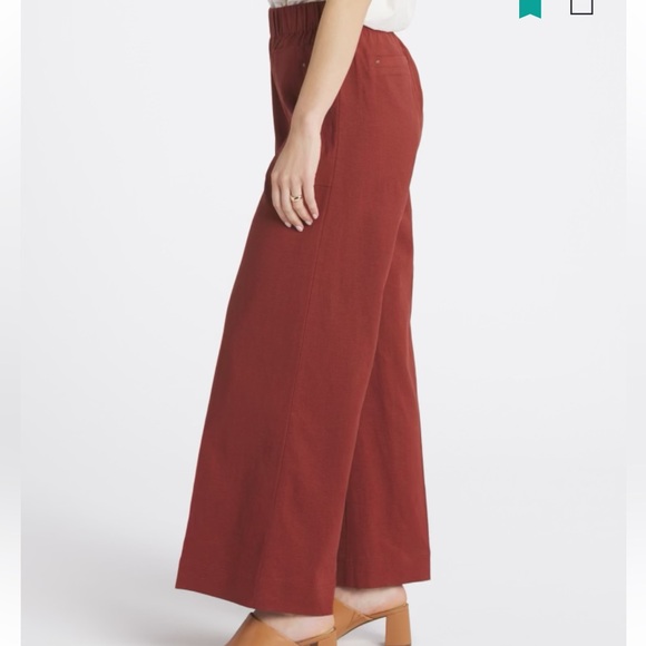 Democracy rust linen-blend patch pocket crop palazzo pants, XL - Picture 2 of 12